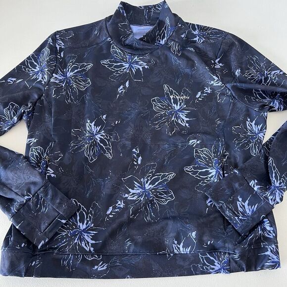 Columbia Botanical Sweatshirt Womens XXL Blue Runs Small Mock Neck Long Sleeve - Picture 2 of 10